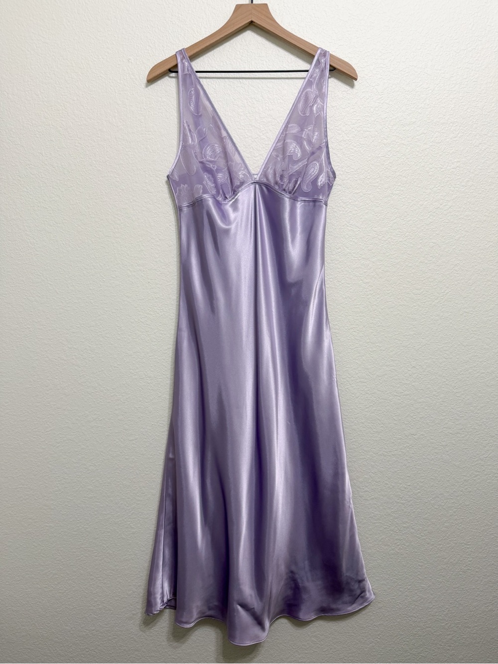 Vintage Y2K Satin Lace Slip Nightgown Purple Medium